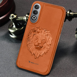 Vaku ® OnePlus Nord CE4 Lion Embossed Luxury Designer Leather Protective Back Cover Case