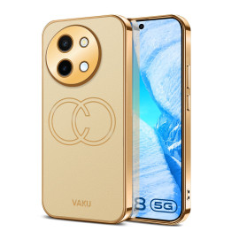 Vaku ® Vivo Y58 5G Skylar Leather Pattern Gold Electroplated Soft TPU Back Cover