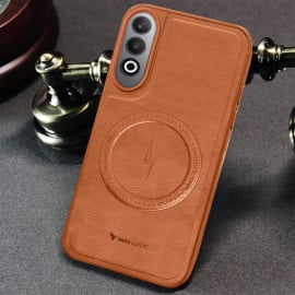 Vaku ® OnePlus Nord CE4 Maxtron Leather Stitched Magnetic Magsafe Non-Slip Grip Shockproof Back Cover