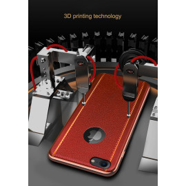VAKU ® Apple iPhone 7 Vertical Leather Stitched Gold Electroplated Soft TPU Back Cover