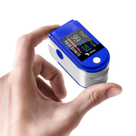 Vaku Luxos ® Pulse Oximeter, SPO2 Blood Oxygen Saturation, Pulse Rate (PR) with Four Color TFT Digital Display [Battery Included] -Blue