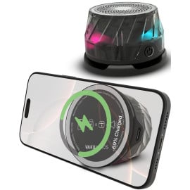 Vaku Luxos® 4-in-1 Magnetic Bluetooth Speaker | 15W Wireless Charger | Vibrant RGB | TWS Stereo Sound | Phone Stand