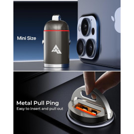 DR VAKU® ESSENVOLT 65W Car Charger Fast Charging Dual Port Type C PD PPS 65W + 18W QC 3.0 USB Compatible with all IOS and Android Devices