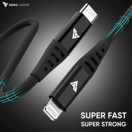 DR VAKU ® DuraTuff USB-C to Lightning Power Delivery MFi Certified Fast Charging Data Sync Cable for iPhone