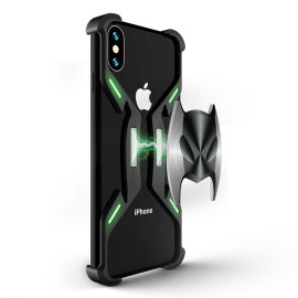 Vaku ® Apple iPhone X / XS Luminous Batmask Magnetic Metal Shock-Proof Anti-Fall Bumper Back Cover