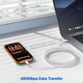 DR VAKU ® 100W Type-C to Type-C Braided Cable 2M Fast Charging & High-Speed Data Transfer for iPhone, MacBook, iPad, Samsung, Laptop, Monitor & Other USB-C Devices