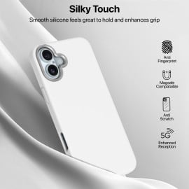 eller santé ® Apple iPhone 16 Plus Liquid Silicone Slim Protective Shockproof Phone Back Cover with Anti-Scratch Microfiber Lining