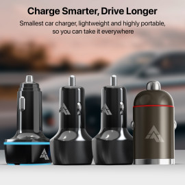 Vaku ® Fast Car Charger with Power Delivery - Quick Charge iPhone, Samsung & All Android Devices