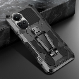 Vaku ® Oppo Reno10 5G Vanguard Military Grade Armor Case with Metal Belt Clip Kickstand Back Cover