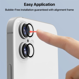 Vaku ® Apple iPhone 16 Metal Camera Lens Protector Anti Scratch HD Clear Case Friendly Tempered Glass Camera Cover