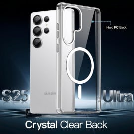 Vaku ® Samsung Galaxy S25 Ultra Glassy MagPro Transparent Hard PC Scratch Resistant Protective Back Cover