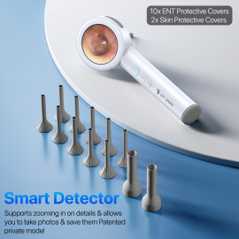 DR VAKU ® ENTVISON PRO Digital Otoscope Smart Ear Inspection Kit with 1.8 inch IPS Screen 1080p HD Camera & 6 LED Lights for Nose, Throat, Dental, Skin Video Recording SD Card Support + 13 Silicone Tips Free