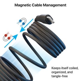 Vaku Luxos® SNAPPY Magnetic Auto-Fold Original iPhone Charger Cable Type C to Lightning Connector Fast Charging (mfi-certified), Nylon Braided for iPhone 14/ iPhone 13/ iPhone 12/ iPhone 11 & ios