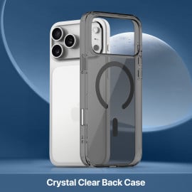Vaku Luxos ® Apple iPhone 17 Pro Max Glassy Magpro Smokey Transparent TPU Case Shockproof Non-Yellowing Scratch Resistant Military Grade Protection Screen Protector Back Cover