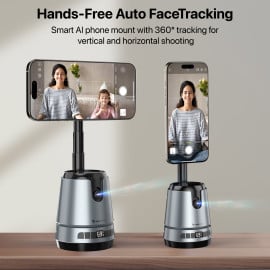 Vaku Luxos ® TREXO CAM AI Face Tracking Selfie Stand With 2000mAh Wireless Power Bank and 360° Rotation For Vlogging & Live Streaming