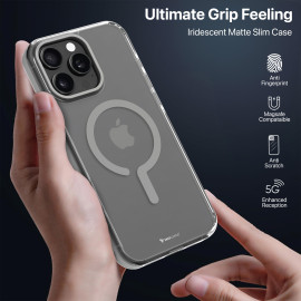 Vaku Luxos ® Apple iPhone 16 Pro Vortex Magpro Gel Cushion Slim Fit Certified Mag-Safe Crystal Clear Camera Metal Ring Back Cover