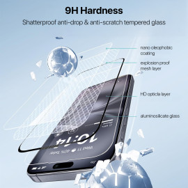 Vaku ® Apple iPhone 16 ESD Full Glass Dust & Water Proof Tempered Glass Anti-Scratch Edge to Edge Coverage