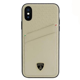 Lamborghini ® For Apple iPhone X / XS Aventador D10 Genuine Leather Protective Back Cover with Card Slots