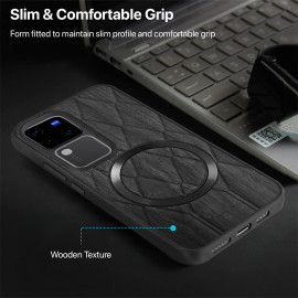 Vaku ® Vivo V30 5G Diamond Plume Pattern Magnetic Magsafe Matte Soft-Touch Texture Back Cover