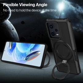 Vaku ® Xiaomi Redmi Note 12 5G Astor Military Grade Armor Protective Case with Ring Bracket Kickstand Back cover