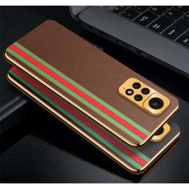 Vaku ® Xiaomi Redmi Note 11s Felix Line Leather Stitched Gold Electroplated Soft TPU Back Cover Case