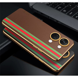 Vaku ® OnePlus Nord 3 Felix Line Leather Stitched Gold Electroplated Soft TPU Back Cover