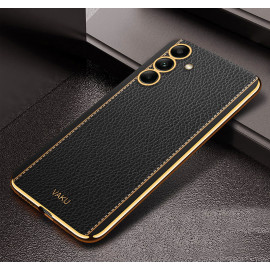 Vaku ® Samsung Galaxy A55 5G Luxemberg Leather Pattern Gold Electroplated Soft TPU Back Cover
