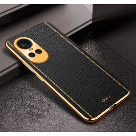 Vaku ® Oppo Reno10 5G Luxemberg Leather Pattern Gold Electroplated Soft TPU Back Cover