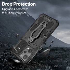 Vaku ® Xiaomi Redmi Note 12 Pro Vanguard Military Grade Armor Case with Metal Belt Clip Kickstand Back Cover