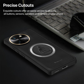 Vaku ® Vivo T3x 5G Astrid Luxury PU Leather Electroplated Magnetic Magsafe Shockproof Bumper Protective Back Cover