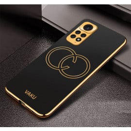 Vaku ® Xiaomi Redmi Note 11s Skylar Leather Pattern Gold Electroplated Soft TPU Back Cover