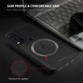 Vaku ® Vivo Y30 Astrid Luxury PU Leather Electroplated Magnetic Magsafe Shockproof Bumper Protective Back Cover