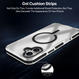 Vaku Luxos ® Apple iPhone 16 Plus Vortex Magpro Gel Cushion Slim Fit Shockproof Certified Mag-Safe Crystal Clear Camera Metal Ring Back Cover