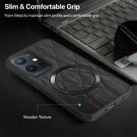 Vaku ® Vivo Y75 5G Diamond Plume Pattern Magnetic Magsafe Matte Soft-Touch Texture Back Cover