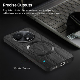 Vaku ® Oppo F27 Pro Plus 5G Diamond Plume Pattern Magnetic Magsafe Matte Soft-Touch Texture Back Cover