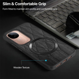 Vaku ® Vivo V40e 5G Diamond Plume Pattern Magnetic Magsafe Matte Soft-Touch Texture Back Cover