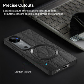 Vaku ® Vivo V40 5G Diamond Plume Pattern Magnetic Magsafe Matte Soft-Touch Texture Back Cover