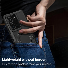 Vaku ® Vivo Y35 4G Astor Military Grade Armor Protective Case with Ring Bracket Kickstand Back cover