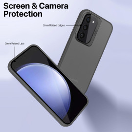 Vaku ® Samsung Galaxy S23 Rime Frosted Translucent Camera Protector Case with Built-in Stash Stand Back Cover