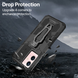 Vaku ® Vivo Y33s 5G Vanguard Military Grade Armor Case with Metal Belt Clip Kickstand Back Cover
