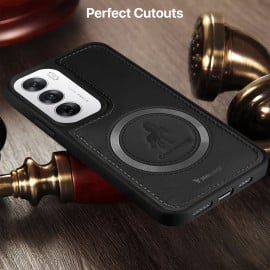 Vaku ® Oppo Reno12 5G Astrid Luxury PU Leather Electroplated Magnetic Magsafe Shockproof Bumper Protective Back Cover