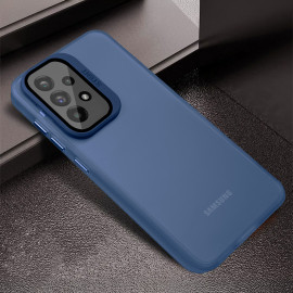 Vaku ® Samsung Galaxy A53 5G Rime Frosted Translucent Camera Protector Case with Built-in Stash Stand Back Cover