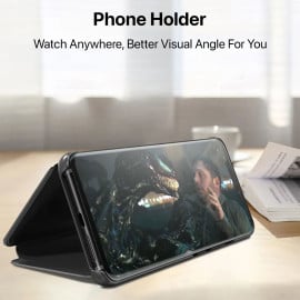 Vaku ® Samsung Galaxy S25 Ultra 5G Mate Smart Awakening Mirror Folio Metal Electroplated PC Flip Cover