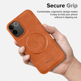 Vaku ® Vivo T2 Pro 5G Maxtron Leather Stitched Magnetic Magsafe Non-Slip Grip Shockproof Back Cover