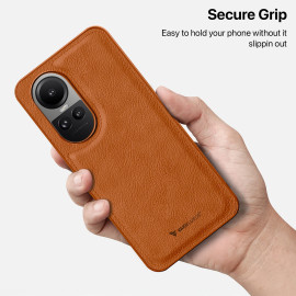 Vaku ® Oppo Reno10 Pro 5G Luxe Premium Leather Stitched Non-Slip Grip Protective Back Cover