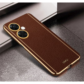 Vaku ® OnePlus Nord CE 3 Lite 5G Luxemberg Series Leather Stitched Gold Electroplated Soft TPU Back Cover