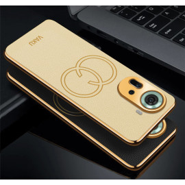 Vaku ® Oppo Reno11 5G Skylar Leather Pattern Gold Electroplated Soft TPU Back Cover