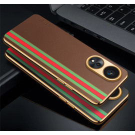 Vaku ® Oppo A78 5G Felix Line Leather Stitched Gold Electroplated Soft TPU Back Cover Case