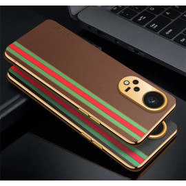 Vaku ® Oppo Reno8T 5G Felix Line Leather Stitched Gold Electroplated Soft TPU Back Cover Case
