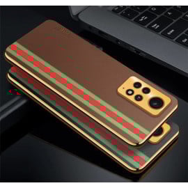 Vaku ® Xiaomi Redmi Note 11 Pro Felix Line Leather Pattern Gold Electroplated Soft TPU Back Cover Case